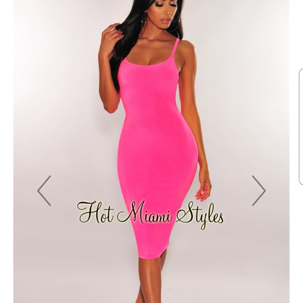 Neon pink midi dress